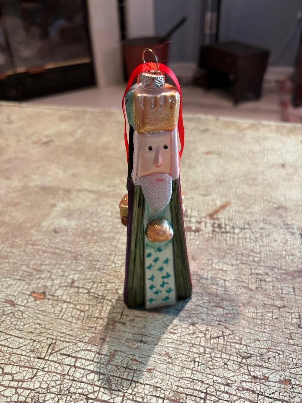 Three Wise Men 3-Sided Glass Christmas Ornament Nativity Kings 6.5 Inch